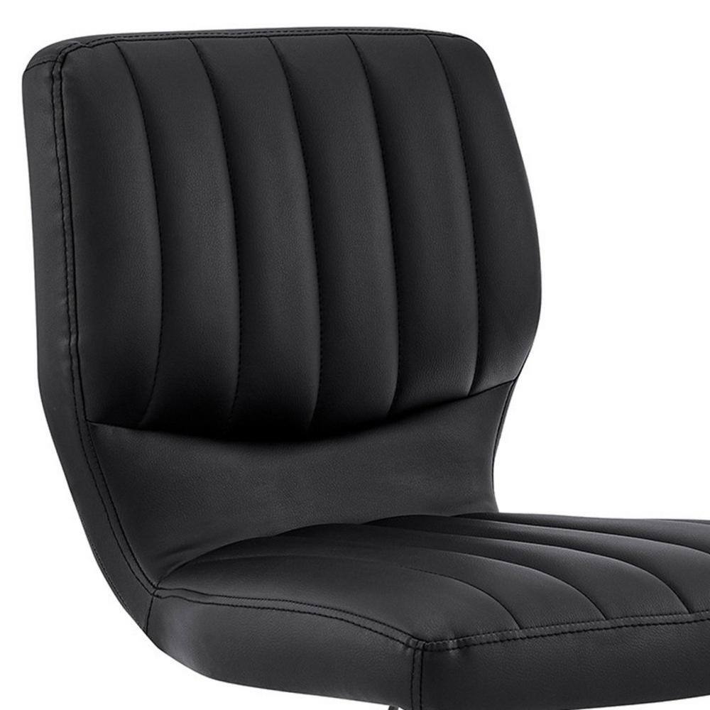 Adjustable Black Metal and Leatherette Swivel Bar Stool