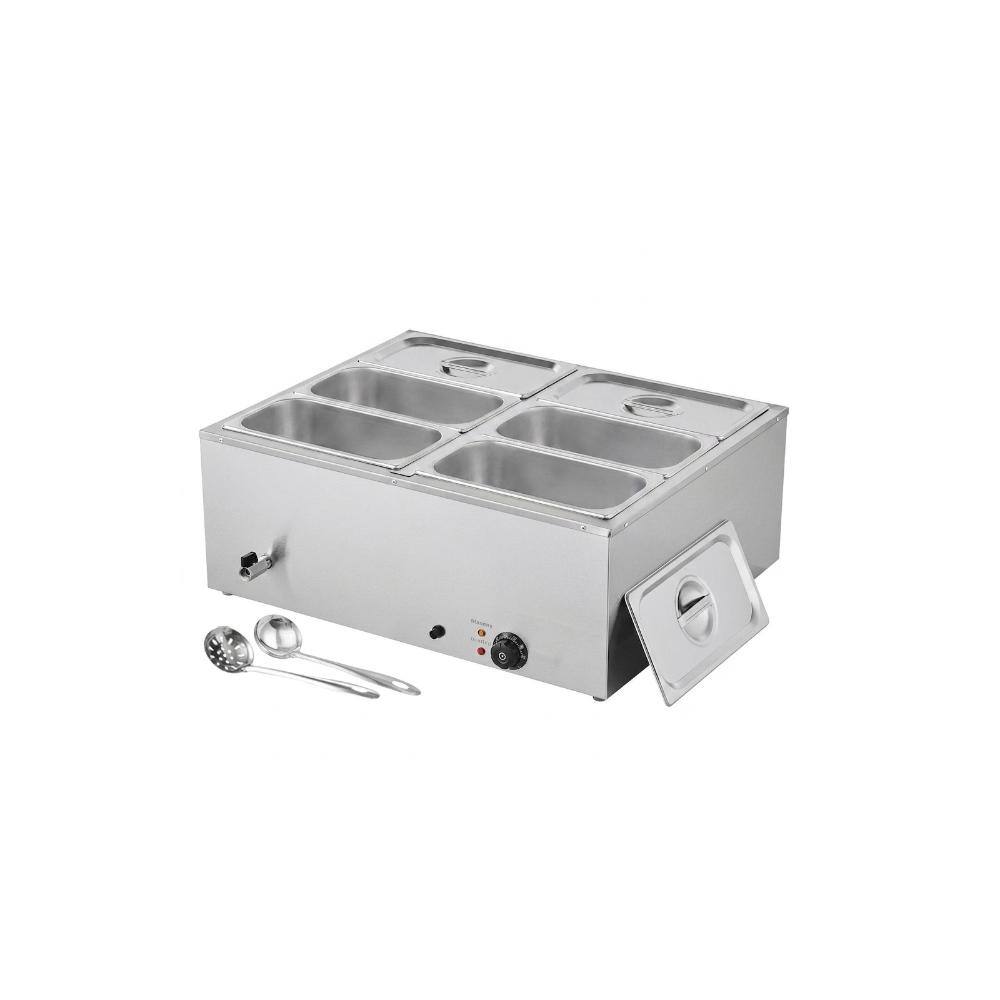 1500W Electric Steam Food Warmer 6-Pan Stainless Steel Countertop Bain Marie with Lids Soup and Perforated Ladles price history on PriceWatchPro