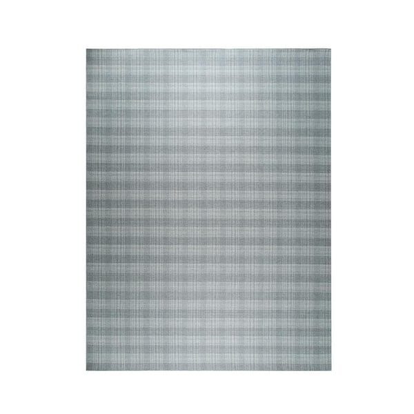 Gray 5 ft. x 8 ft. Hand Knotted Wool Transitional Reversible Plaid Area Rug