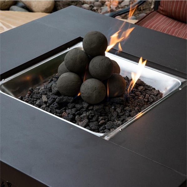 5 in. Set of 8 Ceramic Fire Balls in Midnight Black 01-0583 - The