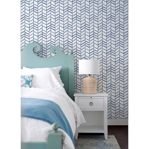 Fletching Navy Geometric Fabric Pre-Pasted Matte Strippable Wallpaper