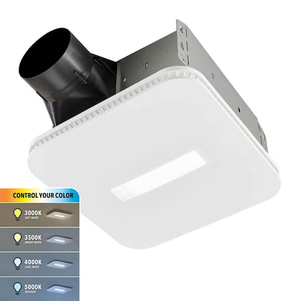 80 CFM Ceiling Bathroom Exhaust Fan with CCT LED Light CleanCover Grille, ENERGY STAR