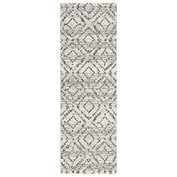 SAFAVIEH Adirondack Ivory/Dark Green 3 ft. x 8 ft. Multi-Diamonds Runner Rug