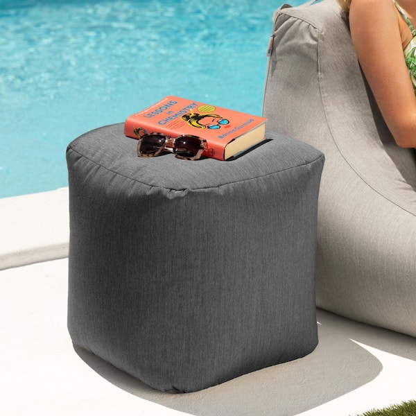 Jaxx Luckie Outdoor Patio Bean Bag Ottoman, Charcoal 16604402