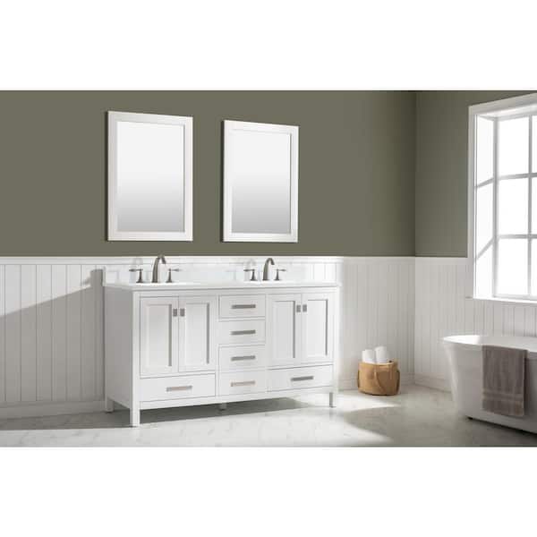 Valentino 60 in. W x 22 in. D Bath Vanity in White with Quartz Vanity Top in White with White Basin