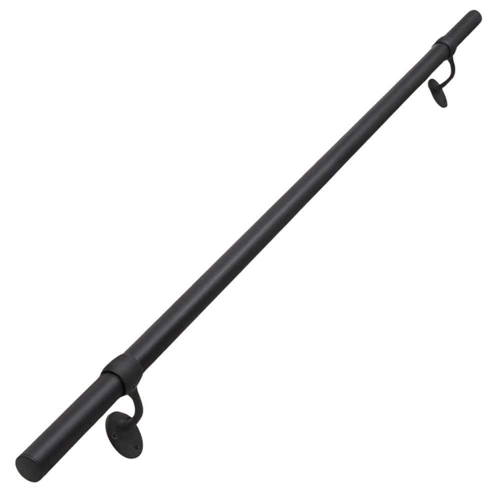 4 ft. Aluminum Wall Mounted Indoor/Outdoor Handrail for Stairs Black Industrial Non-Slip Metal Railing 1.5 Pipe price history on PriceWatchPro