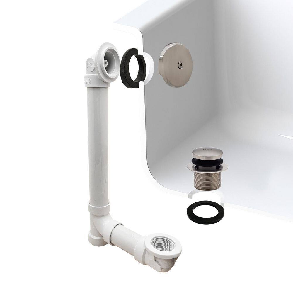 1-1/2 in. x 12 in. Bath Waste & Overflow with One-Hole Faceplate and Tip-Toe Drain - Sch. 40 PVC, Satin Nickel price history on PriceWatchPro