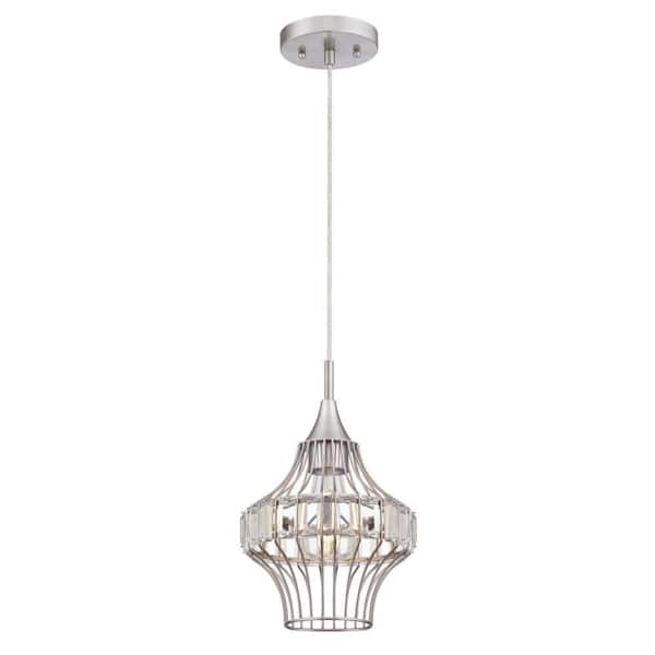 Westinghouse Shannon 1-Light Brushed Nickel Mini Pendant with Crystal Prism Cage Shade