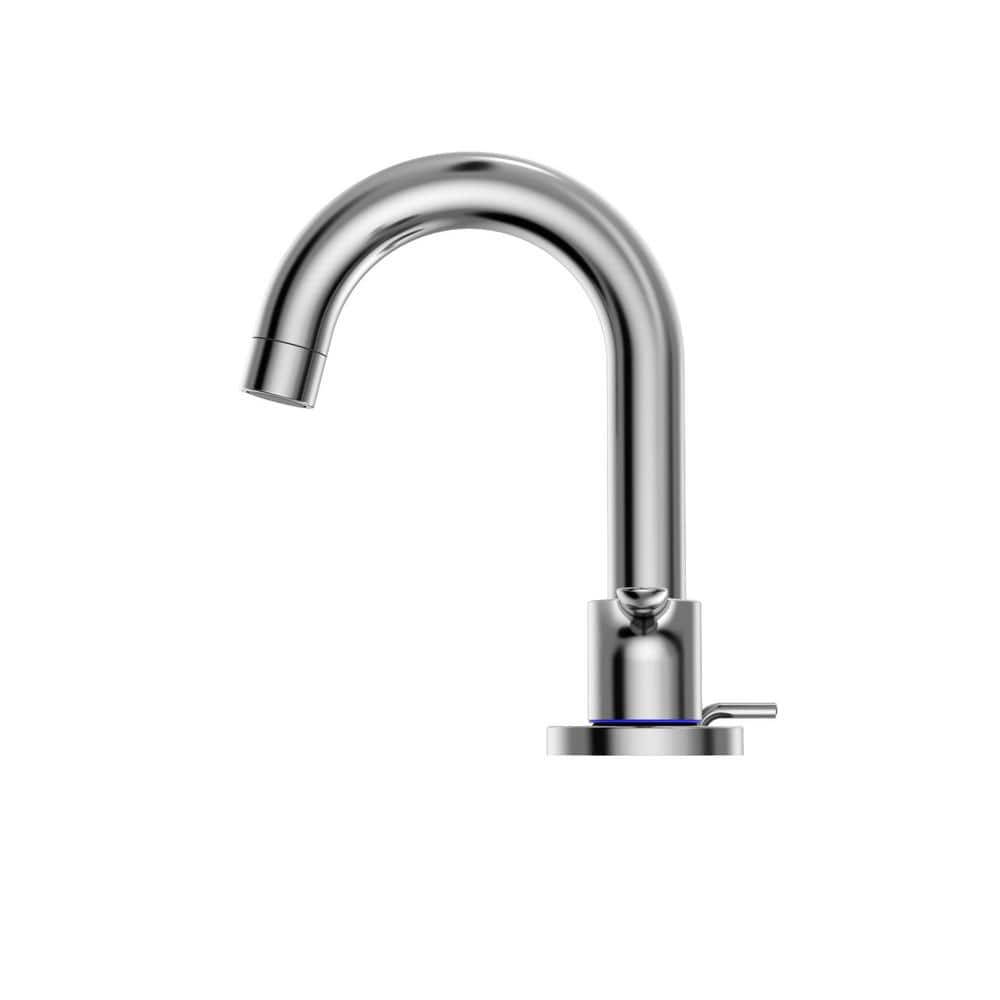 Chrome Modern Widespread Bathroom Faucet with Drain Assembly