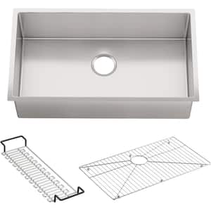 Strive Undermount Stainless Steel 32 in. Single Bowl Kitchen Sink with Included Accessories