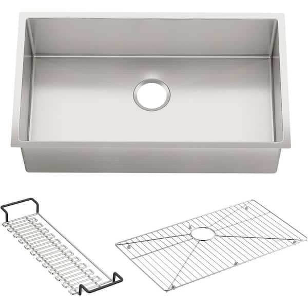 KOHLER Strive Undermount Stainless Steel 32 in. Single Bowl Kitchen Sink with Included Accessories