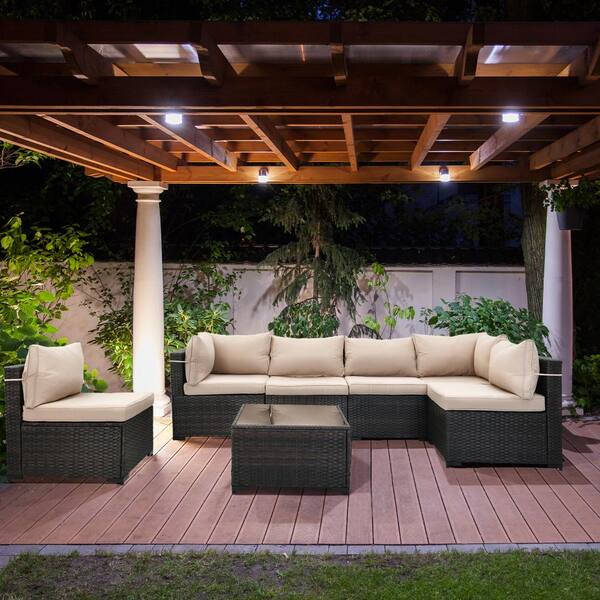 patio sectional seating set with pergola