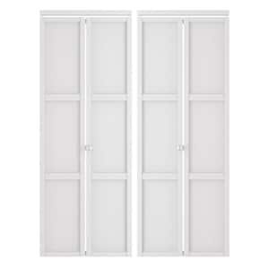 60 in. x 80 in. (Double 30 in. Doors) Solid Core, White, MDF Wood, 3-Panel Bi-fold Door with Hardware Kit