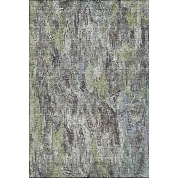 Mayfield Premium Machine Washable Abstract AMF2269 Fern 5 ft. x 7 ft. 6 in. Area Rug