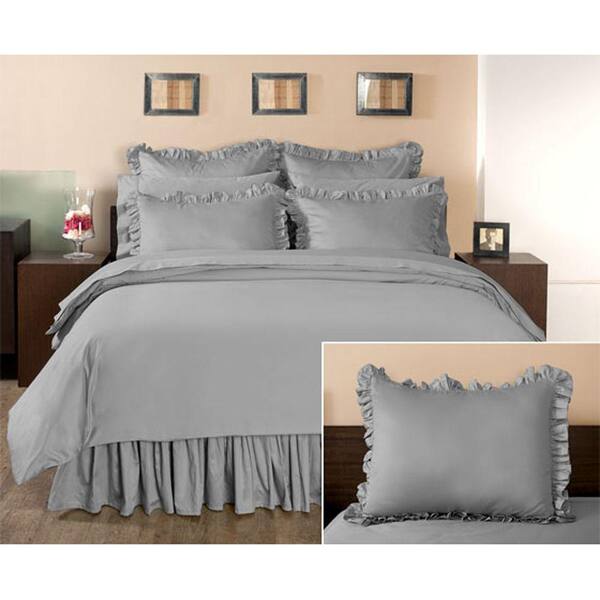 Unbranded Ruffled Grant Gray Standard Sham