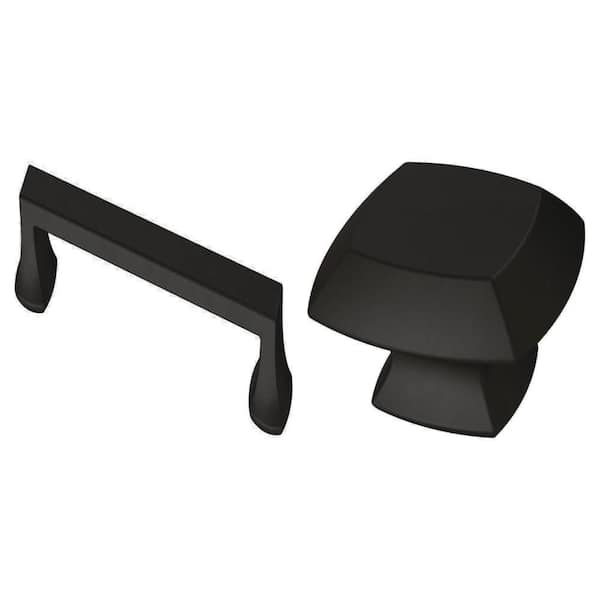 Mandara Matte Black Cabinet Pull (5-1/16 in.) and Knob (1-1/4 in.) Combo
