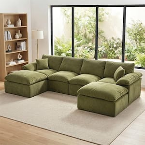 GDFSTUDIO Modern 102.3 in. Chenille Upholstered L-Shaped Modular ...
