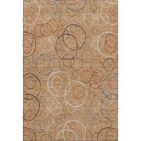 Mayfield Premium Machine Washable Abstract AMF2408 Copper 9 ft. x 12 ft. Area Rug