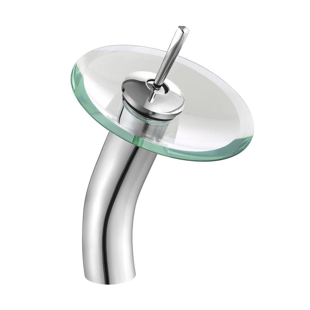 Cascade Clear Glass 16.5'' Vessel Sink with Waterfall Faucet