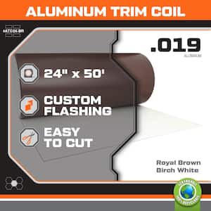 24 in. x 50 ft. Royal Brown Over Birch White Aluminum Trim Coil