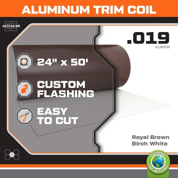 0.019 in. x 24 in. x 50 ft. Royal Brown/Birch White Aluminum Trim Coil