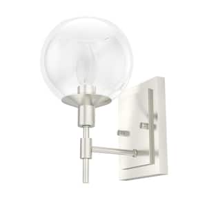 Xidane 1-Light Brushed Nickel Wall Sconce with Clear Glass Shade
