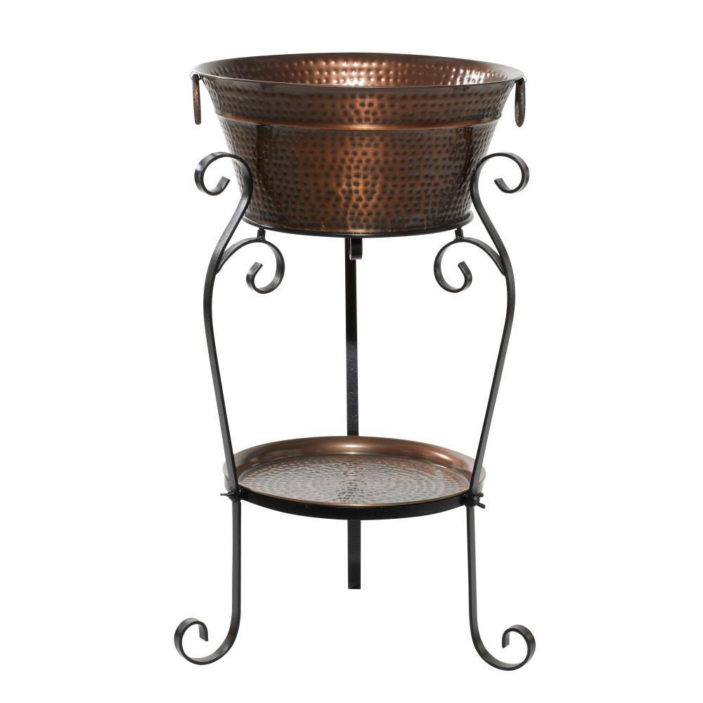 XL Copper Finish Metal Ice Bucket with Stand