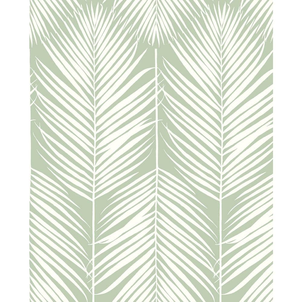 NextWall Palm Silhouette Pastel Green Coastal  in. x 18 ft. Peel and  Stick Wallpaper NW39804 - The Home Depot