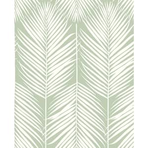 Palm Silhouette Pastel Green Coastal 20.5 in. x 18 ft. Peel and Stick Wallpaper