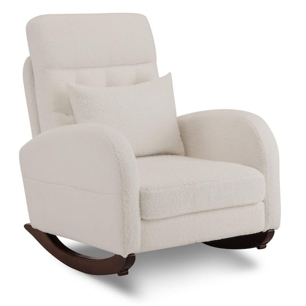 Beige Velvet Rocker Armchair