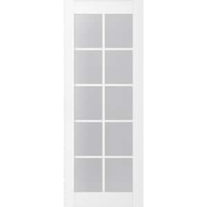 Paola 10-Lite 24 in. x 84 in. No Bore Frosted Glass Bianco Noble Wood Solid Composite Core Interior Door Slab