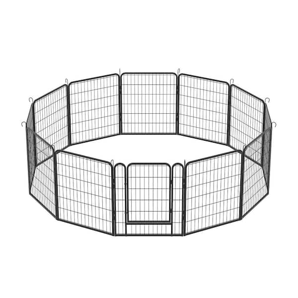 81X81X32inch 12 Black Panels Metal Dog Playpen with door for Outdoor Pet Exercise Pen Garden Fence
