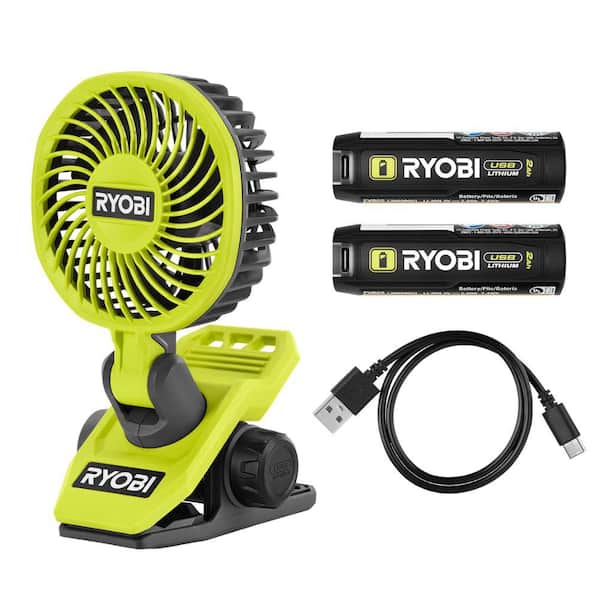 RYOBI USB Lithium Clamp Fan Kit with USB Lithium 2.0 Ah Lithium Rechargeable Battery