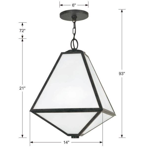 Black Charcoal Outdoor Lantern with White Opal Glass Panels