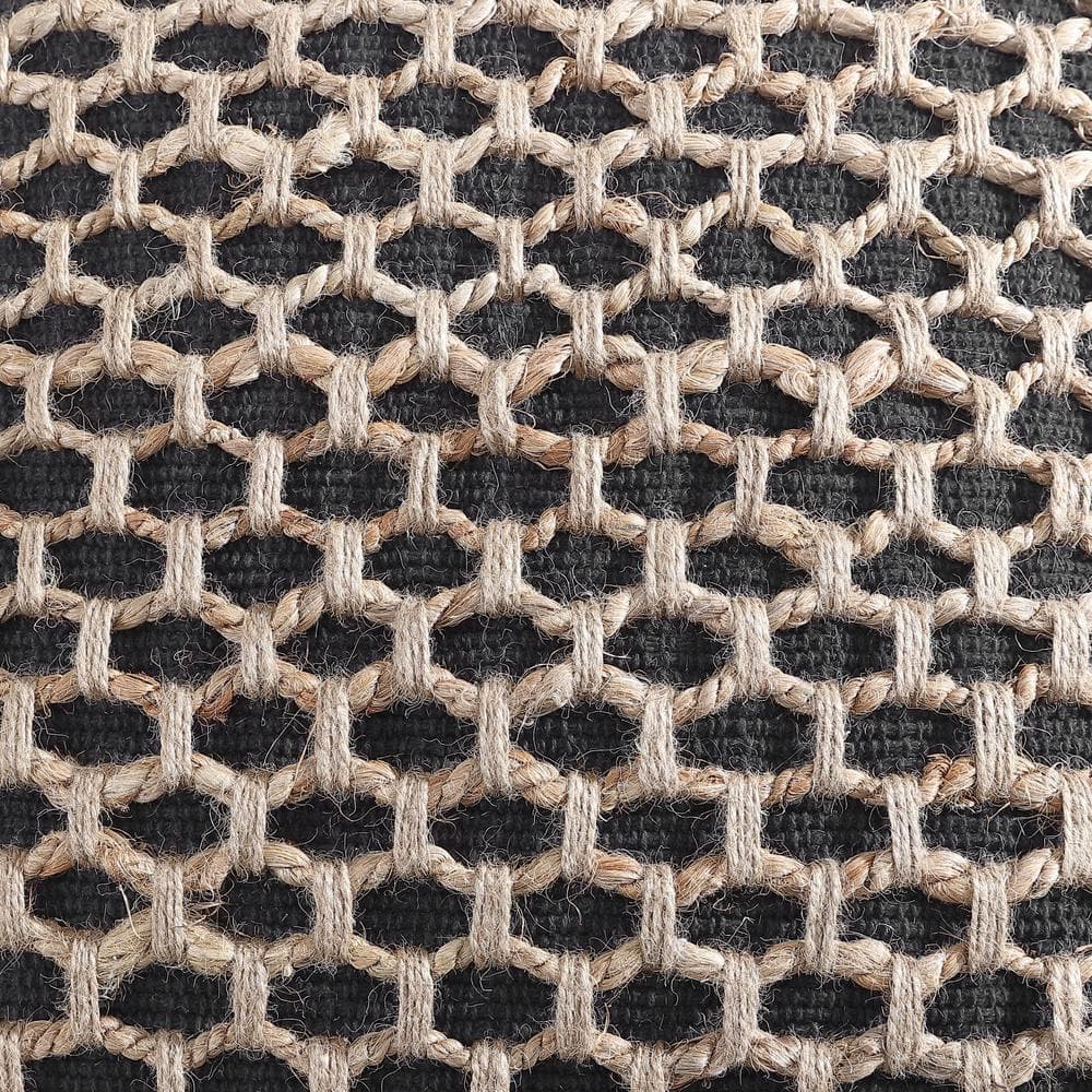 Jada Black and Jute 20" Square Boho Throw Pillow Set