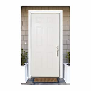 36 in. x 80 in. 6-Panel Left-Hand/Inswing White Primed Fiberglass Prehung Front Door with 4-9/16 in. Jamb Size