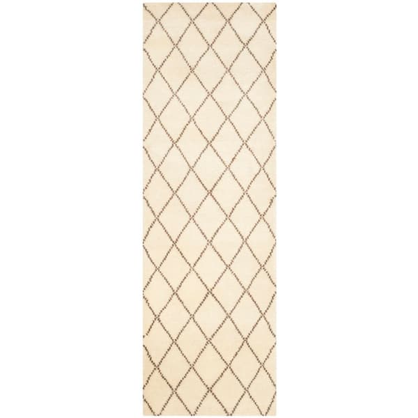 Loft 3 ft. x 8 ft. Cream/Brown Geometric Diamond Runner Rug