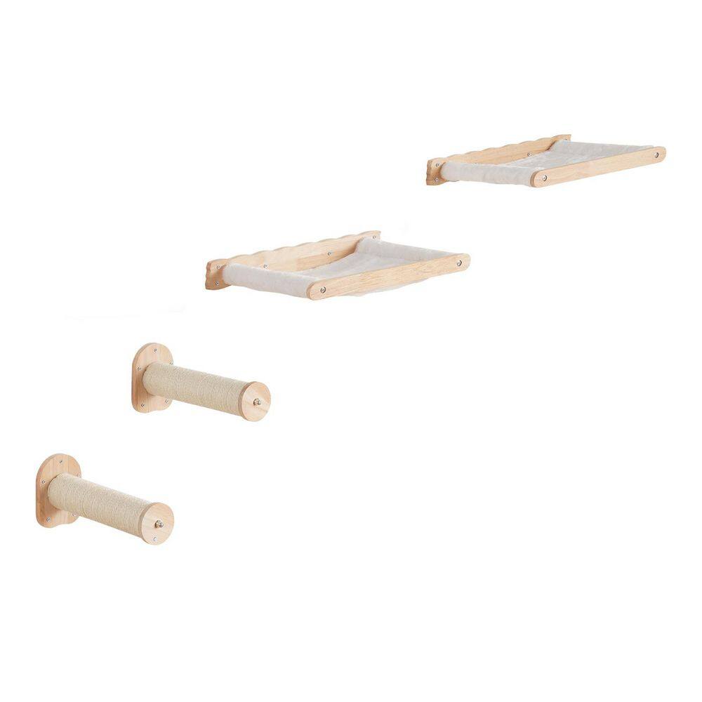 Wall Mounted Cat Shelves, Cat Wall Shelves and Perches with Jumping Posts and Hammocks, Removable, Set of 4, 2025 update price history on PriceWatchPro