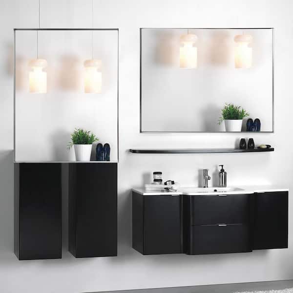 48 in. W x 30 in. H Rectangular Framed Wall Mounted Bathroom Vanity Mirror in Silver