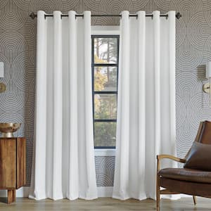 Oslo Theater Grade White Polyester Solid 52 in. W x 54 in. L Thermal Grommet Blackout Curtain