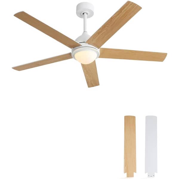 null 52 in. Indoor White Modern Ceiling Fan with 3 Color Temperature LED with Wall Control and AC Motor