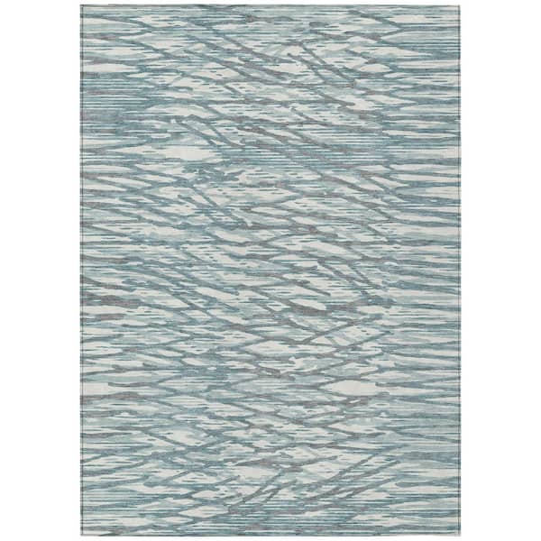 Chantille Machine Washable Indoor/Outdoor Abstract ACN2771 Teal 10 ft. x 14 ft. Area Rug