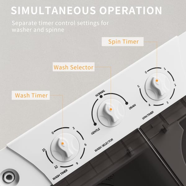 Dalxo Portable Mini Compact Twin Tub Washing Machine Washer - 24.41*27.17*13.93 - Black