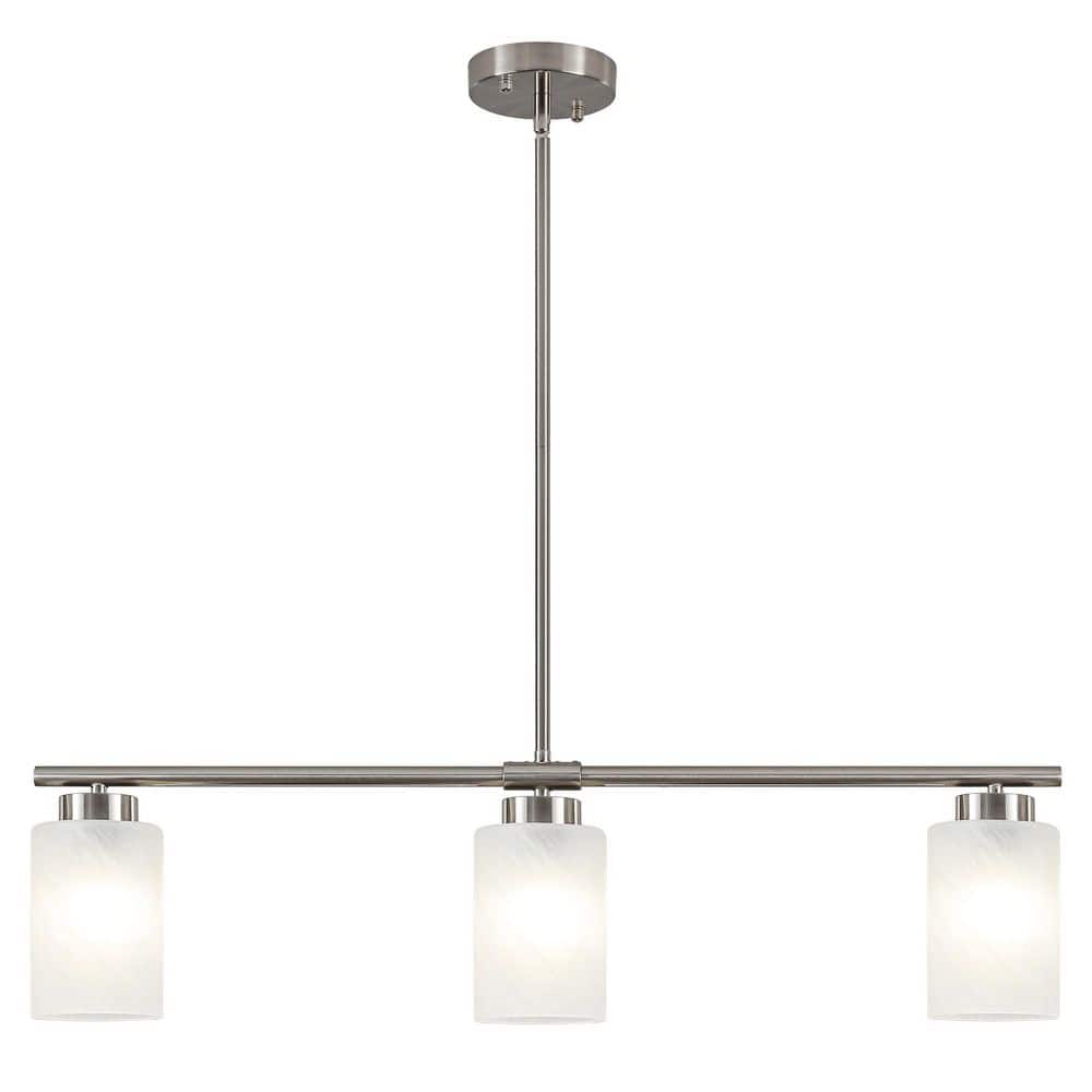 60-Watt 3 Light Nickel Kitchen Island Jar Pendant Modern Linear Chandelier with Clear Glass Shades, No Bulbs Included price history on PriceWatchPro