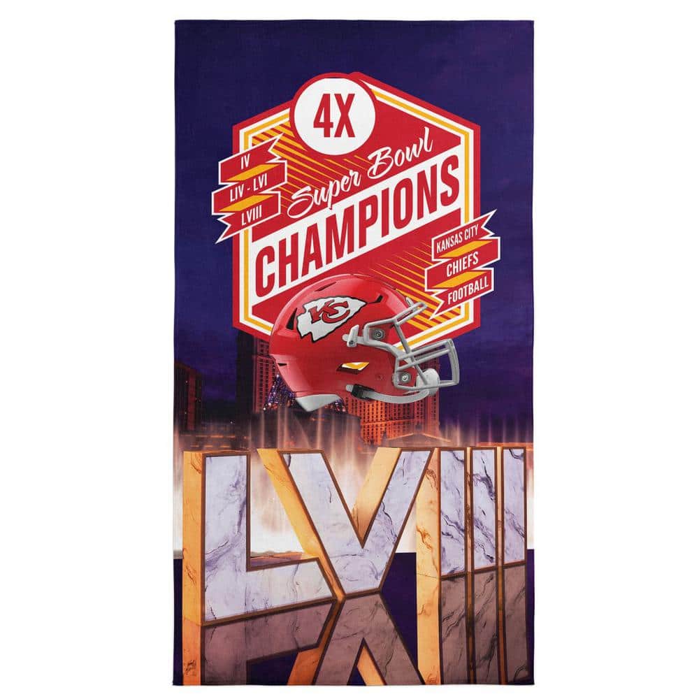 THE NORTHWEST GROUP NFL Chiefs SB58 Retake Multi Champs Printed Cotton/Polyester Blend Beach Towel