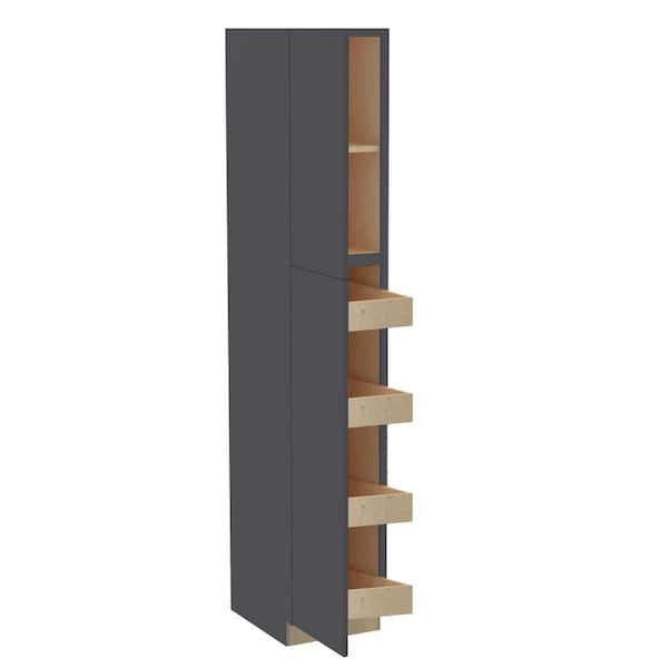 Hargrove 18 in. W x 24 in. D x 96 in. H Assembled Plywood Pantry Kitchen Cabinet in Valiant Onyx with 4ROT Soft Close LH