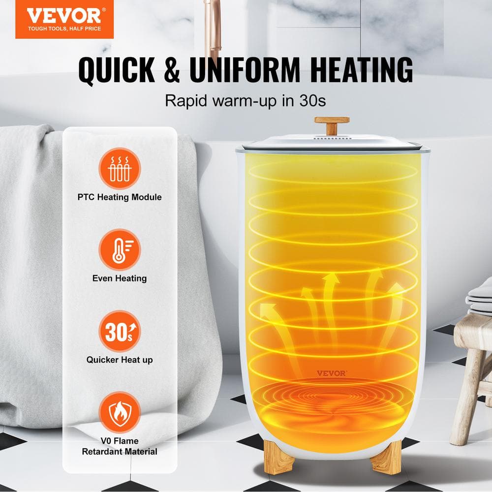 White 35L Electric Towel Warmer Bucket with LED Screen