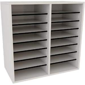 16 Compartment Wood Adjustable Literature Organizer, White (2-Pack)