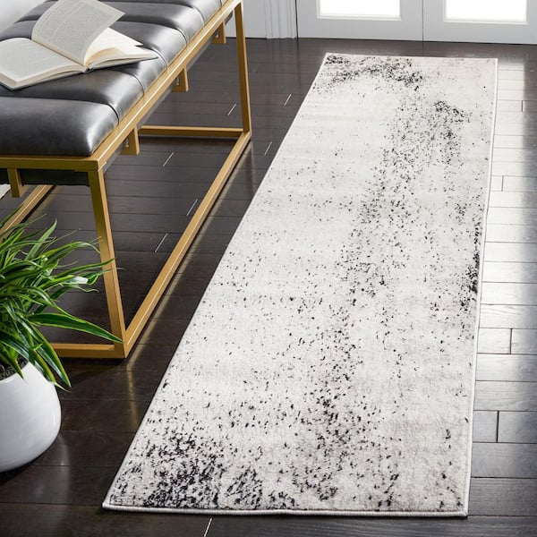 Skyler 2 ft. x 8 ft. Silver/Black Distressed Overdyed Runner Rug