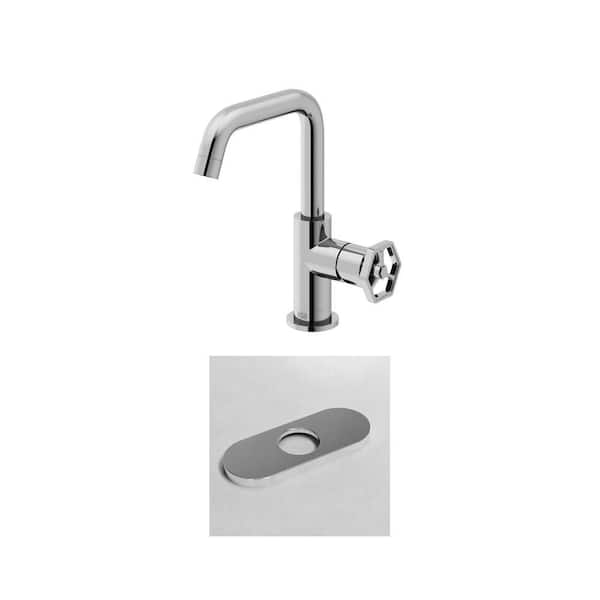 Ruxton Single Handle Single-Hole Bathroom Faucet in Chrome with 5.5 in. Deck Plate (2-Piece Set)